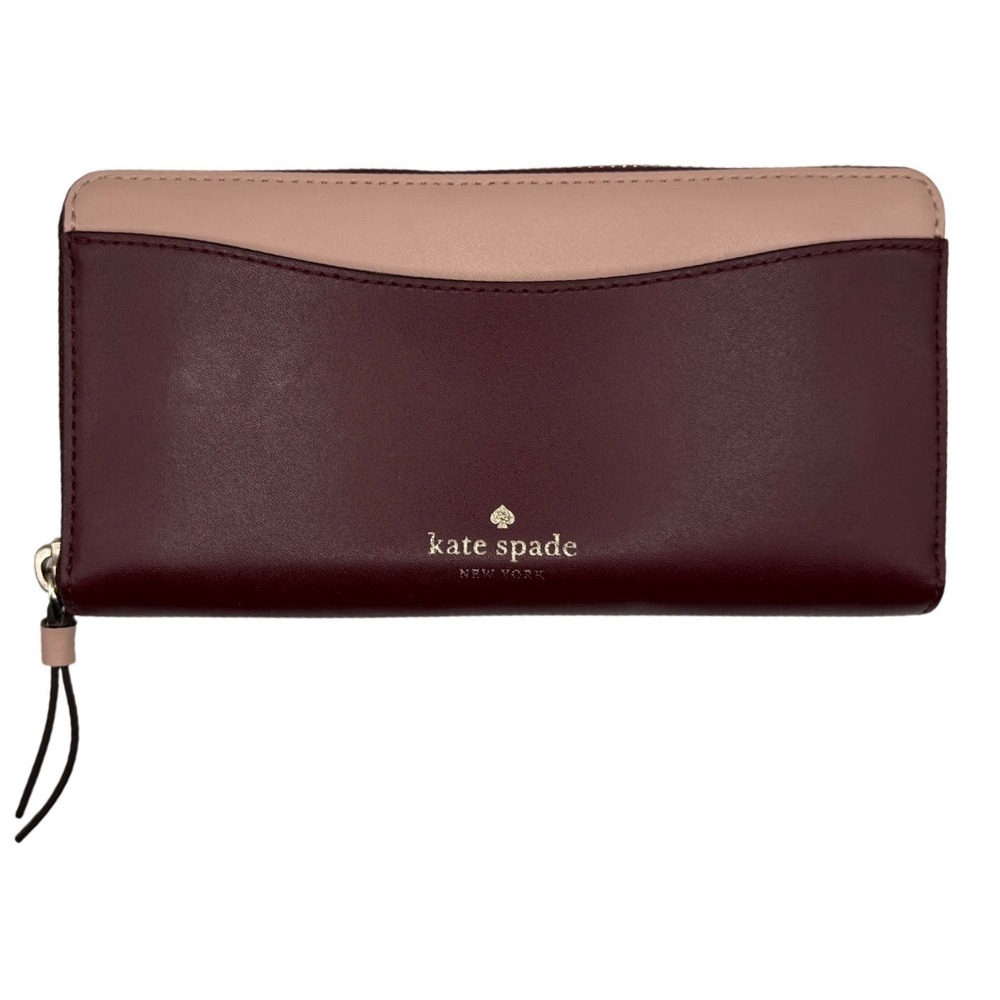 KATE SPADE Staci Colorblock Large Continental Wallet, Deep Red and Blush Pink